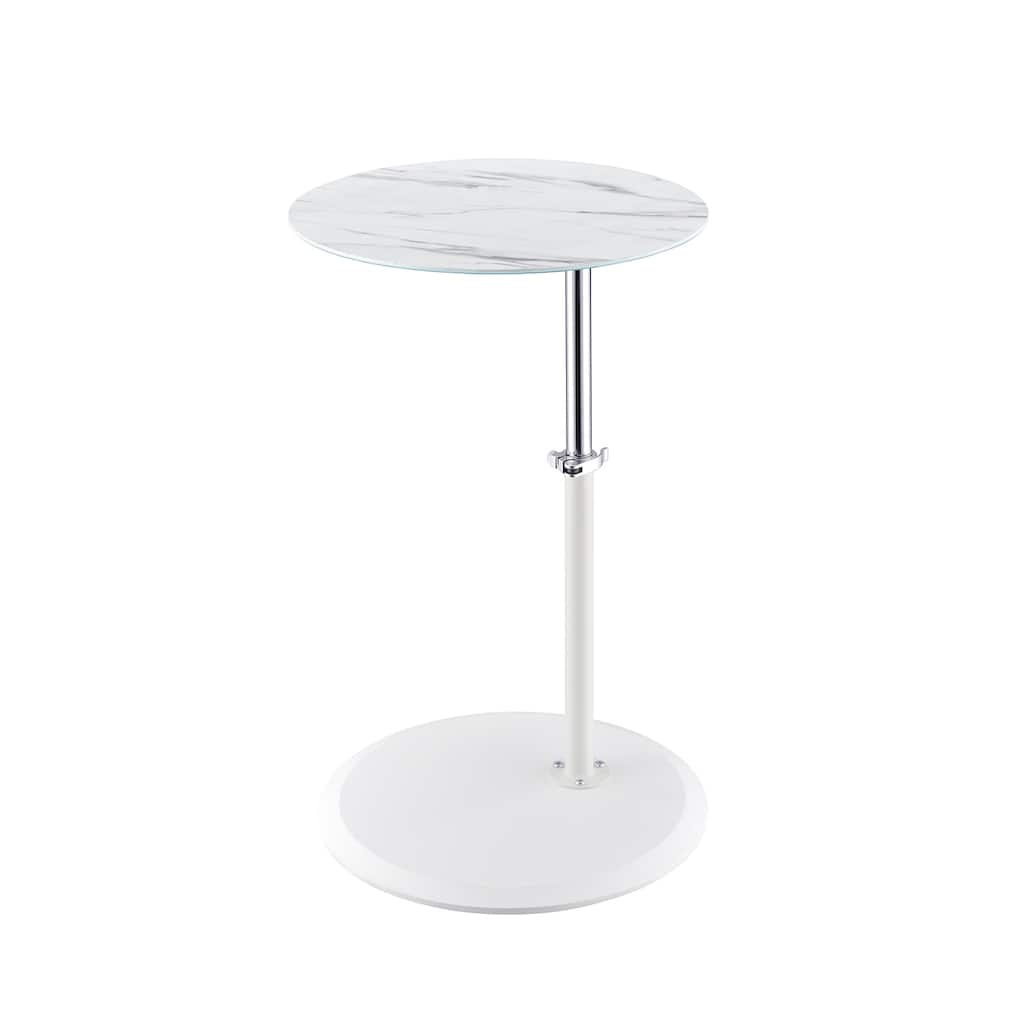 Round End Table with Marble Textured Top
