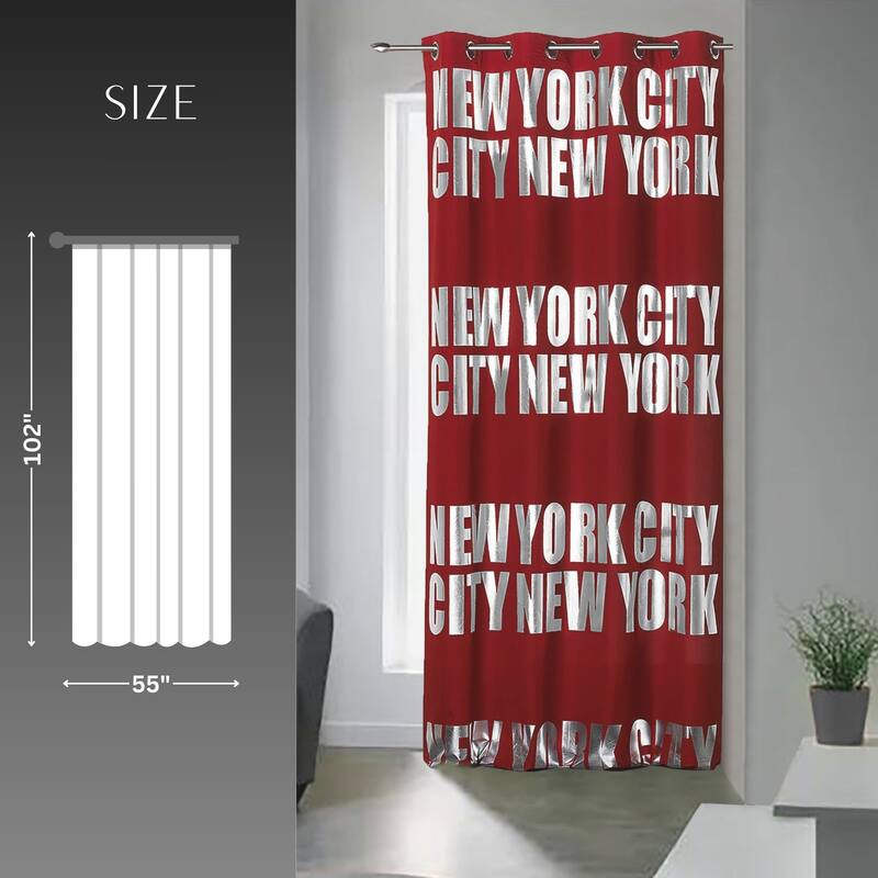 New York City Themed Blackout Extra Wide Curtain Panel 102x55 Inch