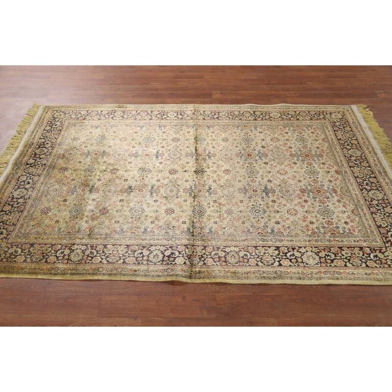 Pre-1900 Antique Silk Farahan Foyer Rug Hand-Knotted Wool Carpet - 4'0" x 6'0"