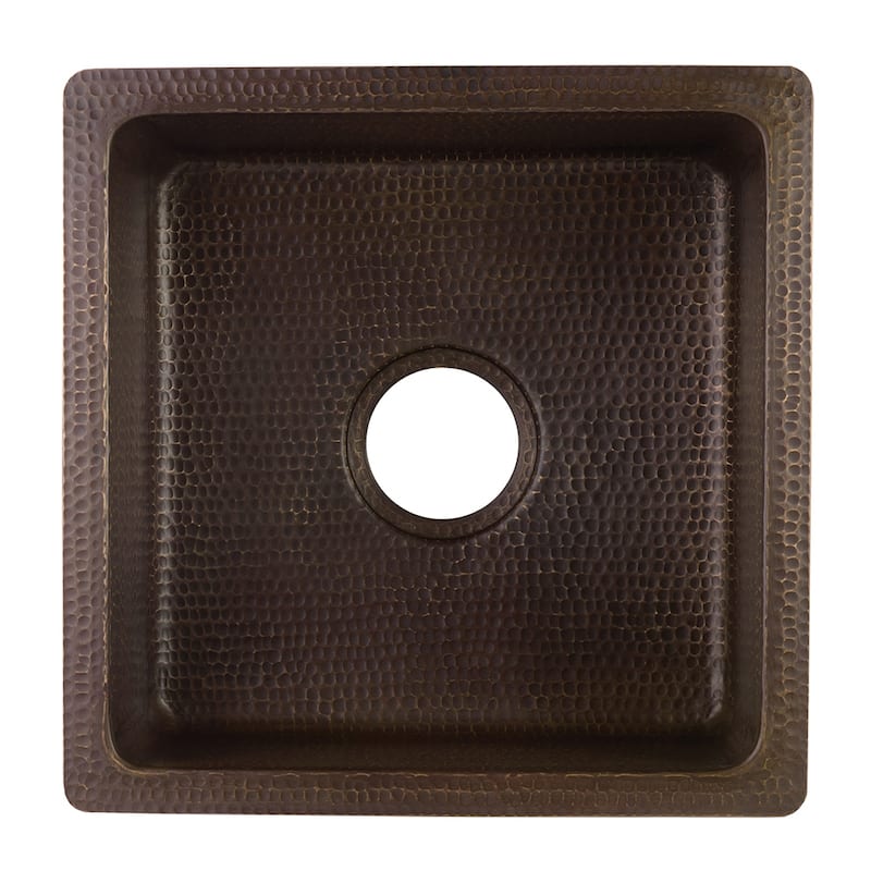 16-in Square Hammered Copper Bar/Prep Sink w/ 3.5-in Drain Opening (BS16DB3)