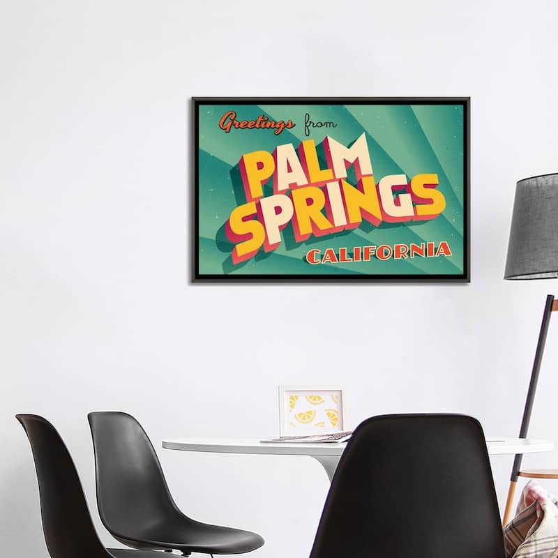 iCanvas "Greetings From Palm Springs" by RealCallahan Framed