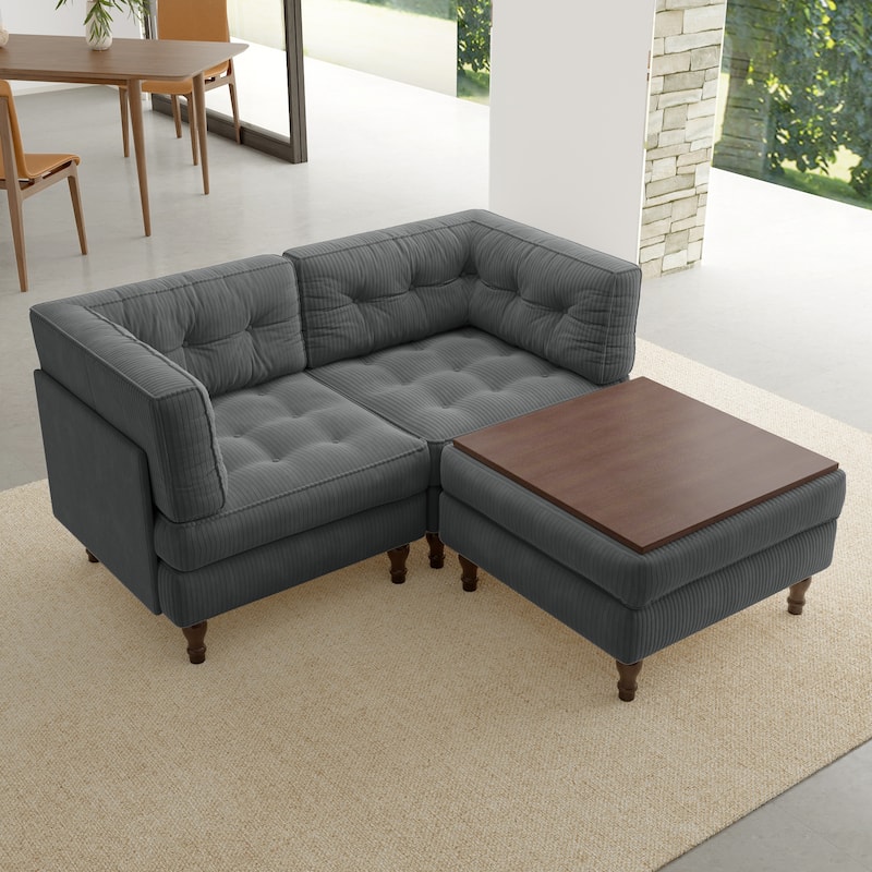 Oversized Sofa Corduroy Tufted Modular Sectional Set