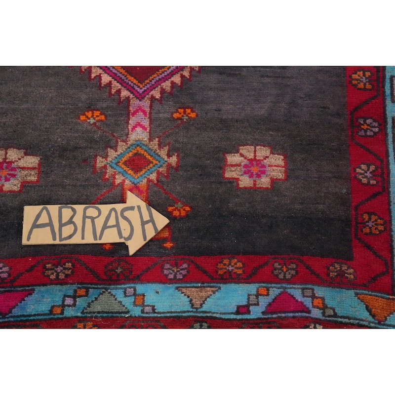 Hand Knotted Oriental 100% Wool Carpet Traditional Geometric Greys & Charcoal Ardebil Runner Rug - 13' 5'' X 3' 8''