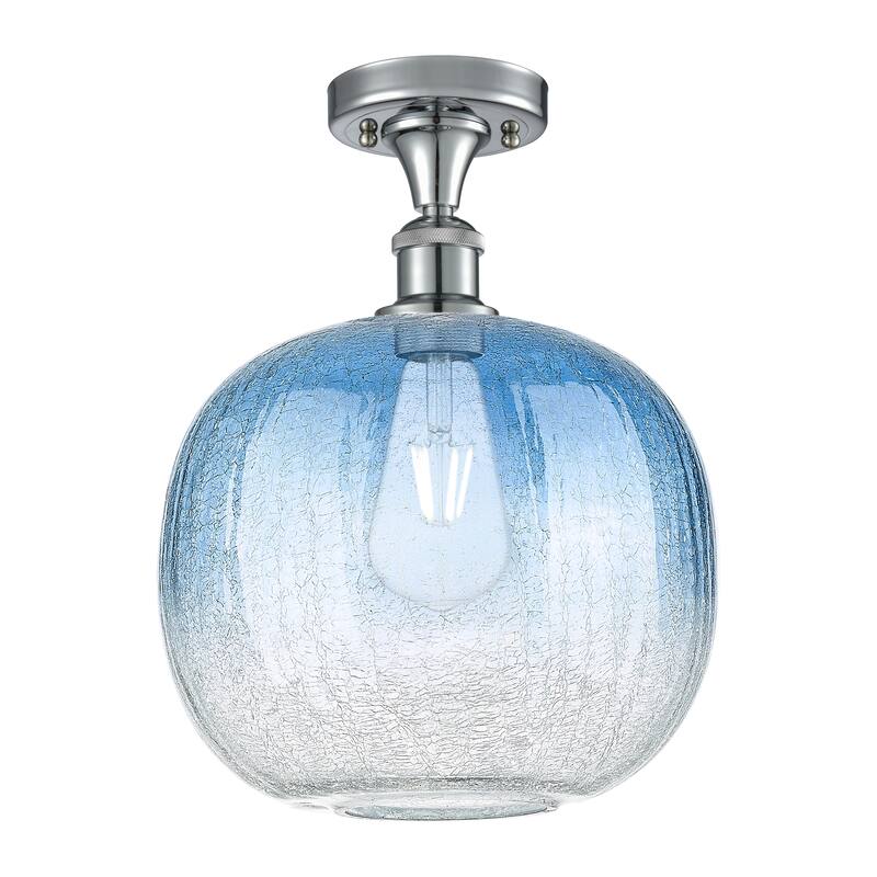 Innovations Lighting Endless Possibilities Ballston - Brookhaven Sphere - 1 Light 11" Semi-Flush Mount - Polished Chrome/Sapphire Blue