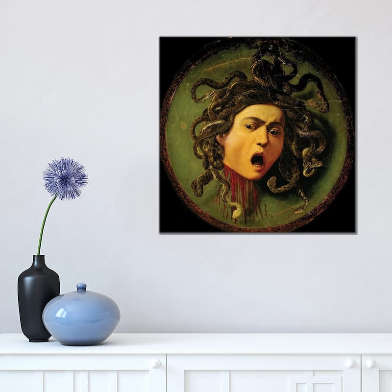 iCanvas "Medusa, Painted On A Leather Jousting Shield, C.1596-98" by Michelangelo Merisi da Caravaggio Canvas Print - 18x18x1.5