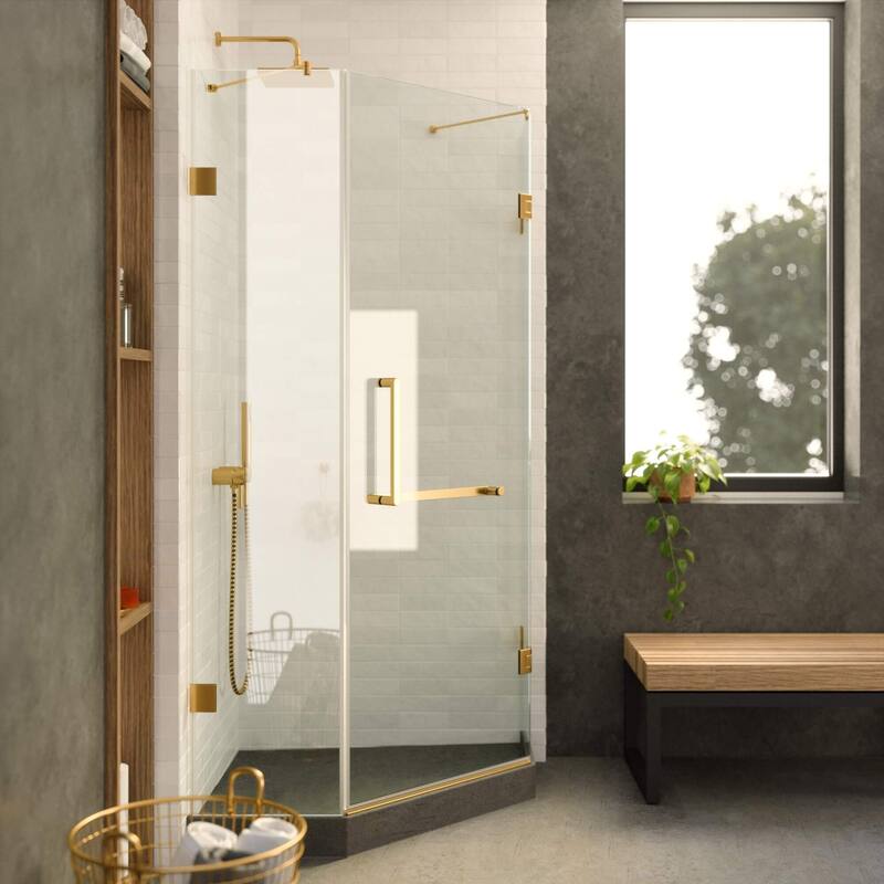 Fine Fixtures Shower Enclosure Neo Angle Frameless Tempered Glass