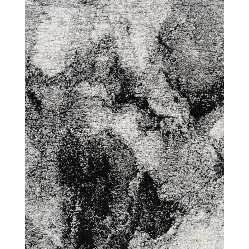 Noori Rug Lux Adrian Abstract Modern 2-inch Thick Shag Rug - 7'10" x 10'0" - Grey/Black