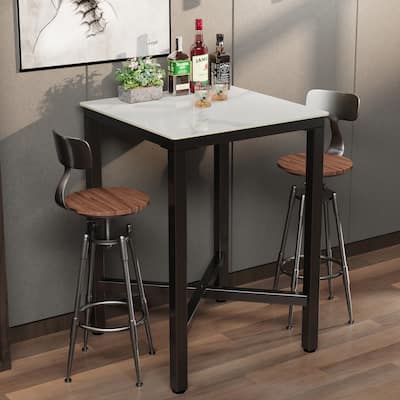 Square Cocktail Pub Bar Table Sintered Stone Tabletop - 28"W x 28"D x 42"H