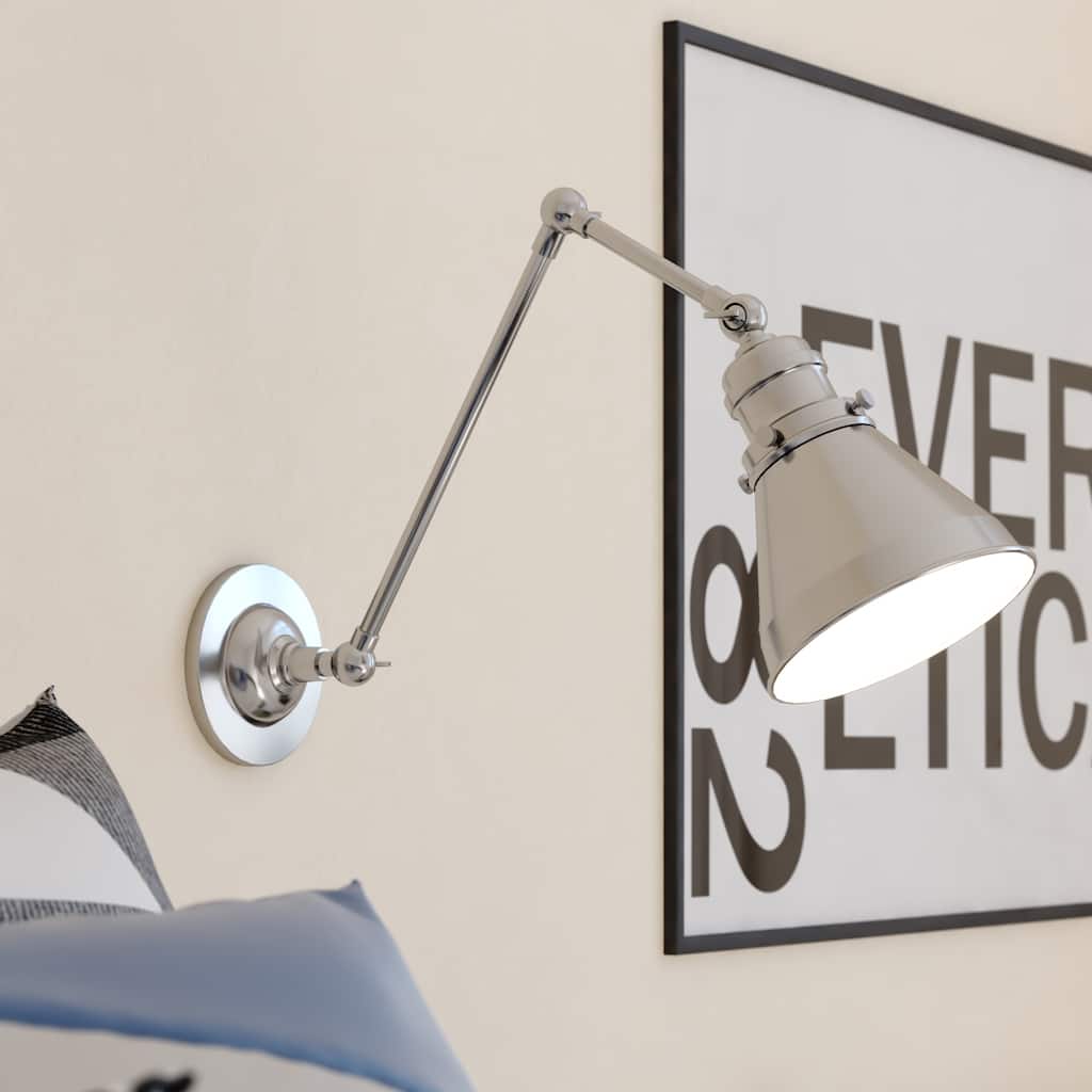 Alexis Reading Light Adjustable Swing Arm Wall Lamp with Metal Shade