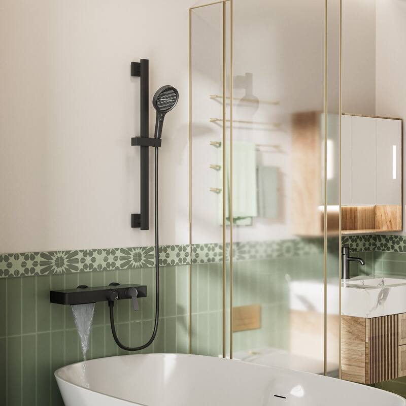 Modland 2-Function Wall Mount Shower System with 3-Mode Handheld Shower & Tub Filler Spout