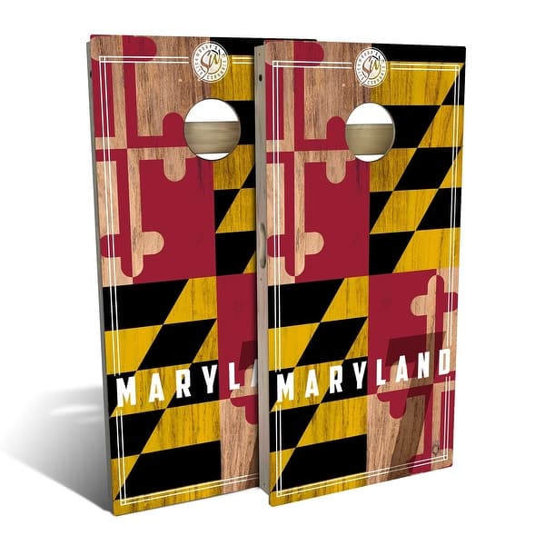slide 2 of 8, Maryland State Flag 2 Outdoor Cornhole Board Set Backyard 2x4 - Include Carrying Case
