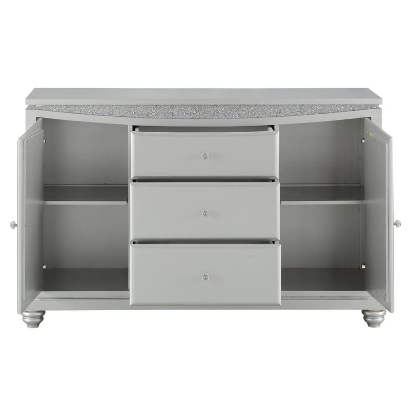 3 Drawers and 2 Doors Wood Server in Platinum
