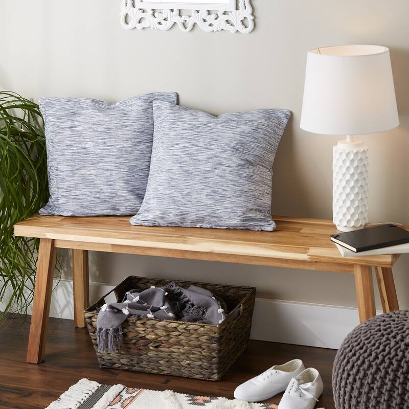 Navy And Off-White Tonal Recycled Cotton Pillow Cover 18x18 (Set of 2)