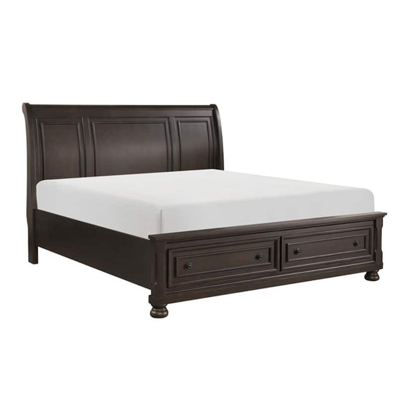 Oria Four Piece Queen Size Bedroom Set, Round Knobs, Transitional Style Dark Brown
