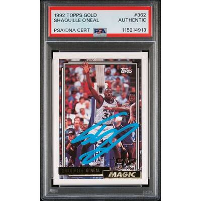 Shaquille O'Neal 1992 Topps Gold Signed Basketball Rookie Card #362 Auto PSA 115214913 - 8' x 11'