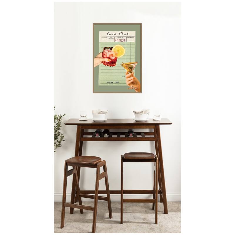 Kate and Laurel Guest Check Cheers Green by Honey Island Studio Framed Canvas Wall Art Print