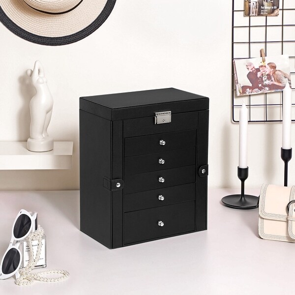 SONGMICS Jewelry Box, 6-Tier Large Jewelry Case with Drawers, Mirror and  Lock, Storage Organizer - Bed Bath & Beyond - 36683099