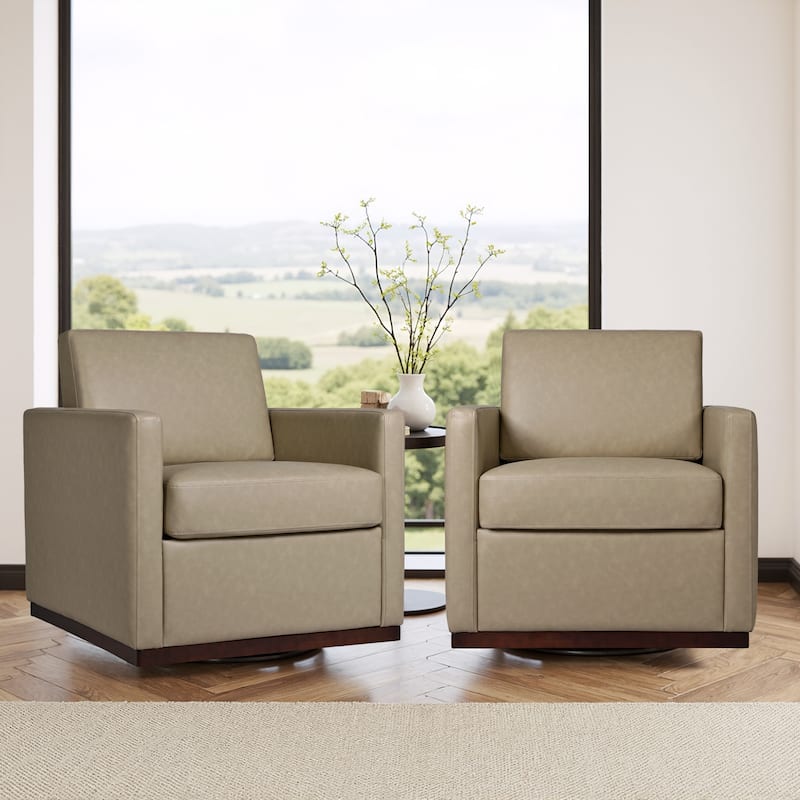 Set of 2 Modern Cozy Swivel Accent Chairs Upholstered Arm Chairs