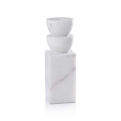 Stacked Design Marble Taper Candle Holder