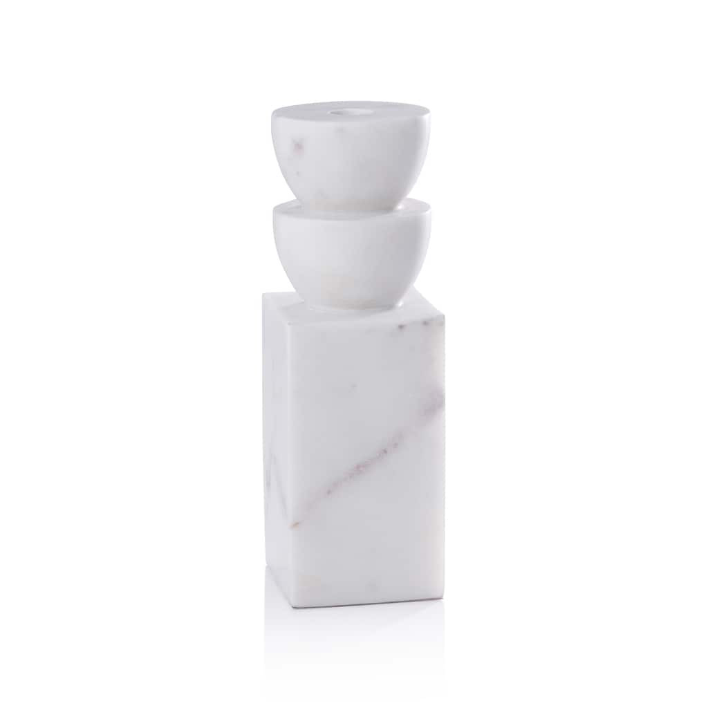 Stacked Design Marble Taper Candle Holder