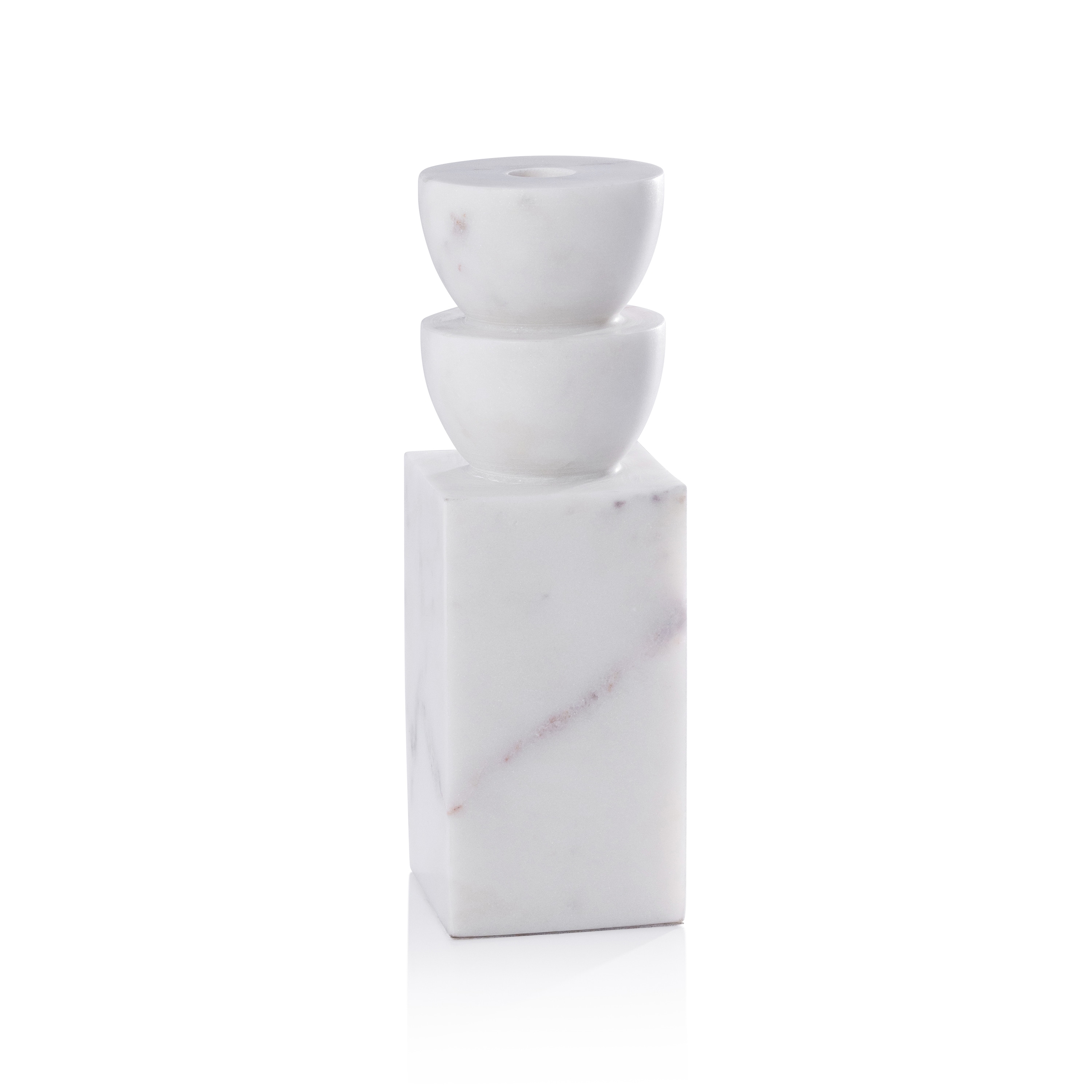 Stacked Design Marble Taper Candle Holder