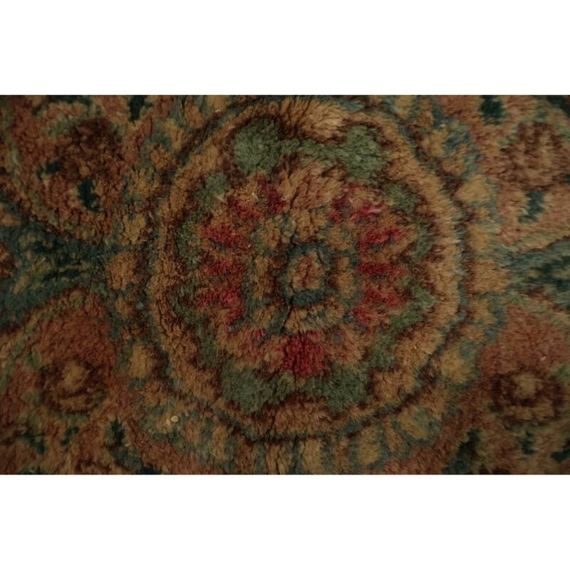 Hand Knotted Oriental 100% Wool Carpet Traditional Floral Green Kerman Area Rug - 19' 1'' X 11' 9''