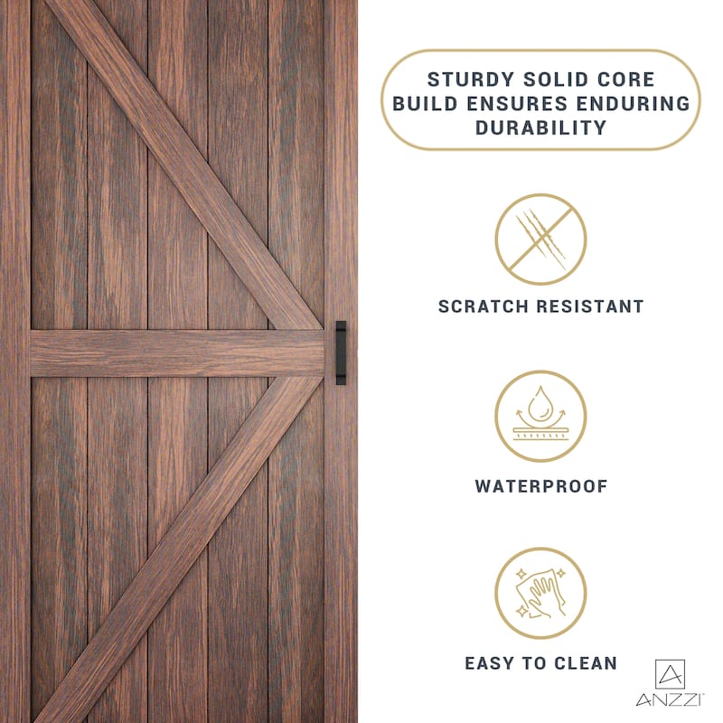 ANZZI 36"x84" Heavy Duty Sturdy Wood Single Sliding Barn Door with Hardware Included