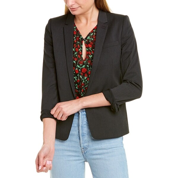 The Kooples Out Wool-Blend Grey Blazer. Opens flyout.