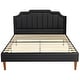 preview thumbnail 4 of 8, Javlergo Faux Leather Upholstered Platform Bed Frame, Full Bed Frame, Mattress Foundation with Wood Slat Support