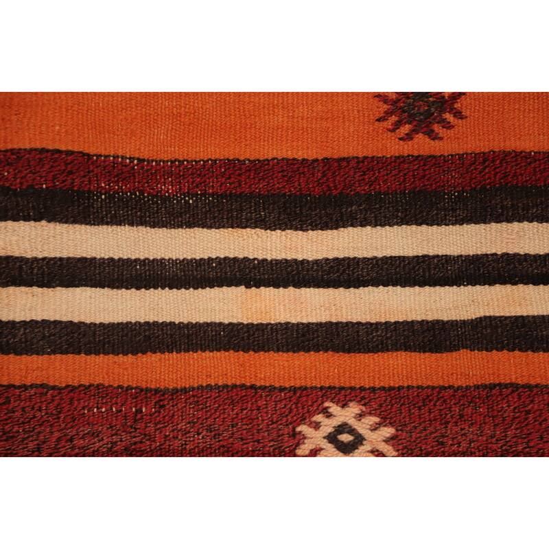 Hand Woven Oriental 100% Wool Carpet Southwestern Tribal Oranges & Rust Kilim Area Rug - 9' 11'' X 5' 7''