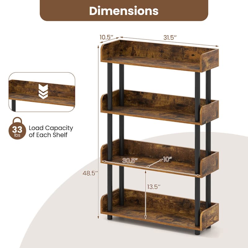 Costway 1/2 PCS 4-Tier Bookshelf with Anti-Tipping Kit Industrial - See Details