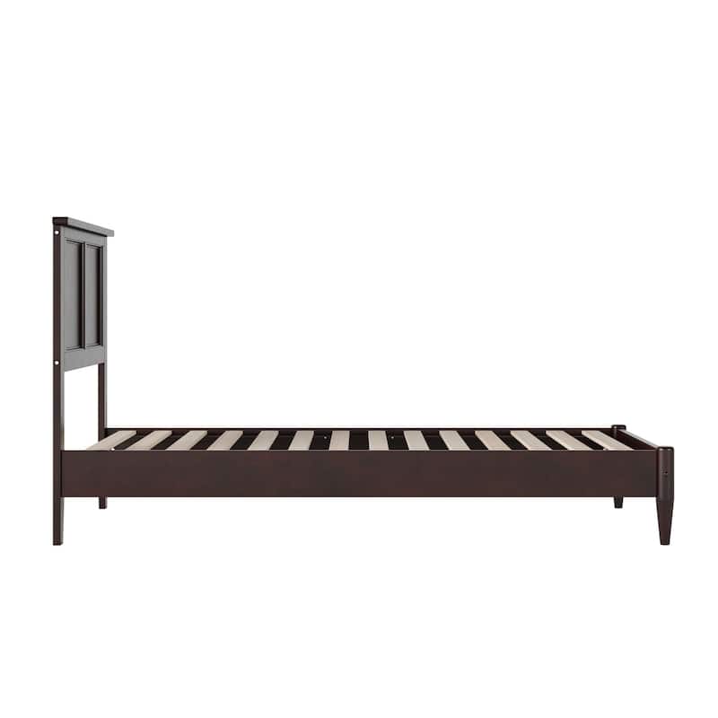 Solid Wood Low Profile Platform Bed - Twin Size Bed Frame, Espresso Finish