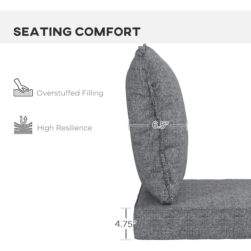 Outsunny 4-Piece Patio Chair Cushion and Back Pillow Set, Seat Replacement Patio, Cushions Set for Outdoor Garden Furniture
