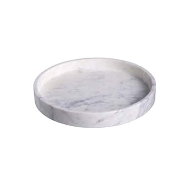 Lg. Marble Round 12" Tray LP - WHITE
