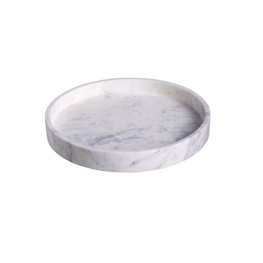 Lg. Marble Round 12" Tray LP - WHITE