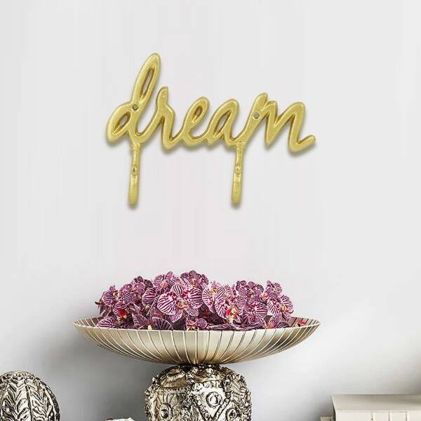 Gold Cast Iron Dream Wall Decor with Hooks Bed Bath & Beyond 36267514