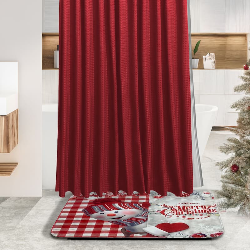 Empyrean Christmas Bathroom Set - Festive Shower Curtain, Holiday Accessories, Soap Dispenser, Trash Can & Toilet Brush