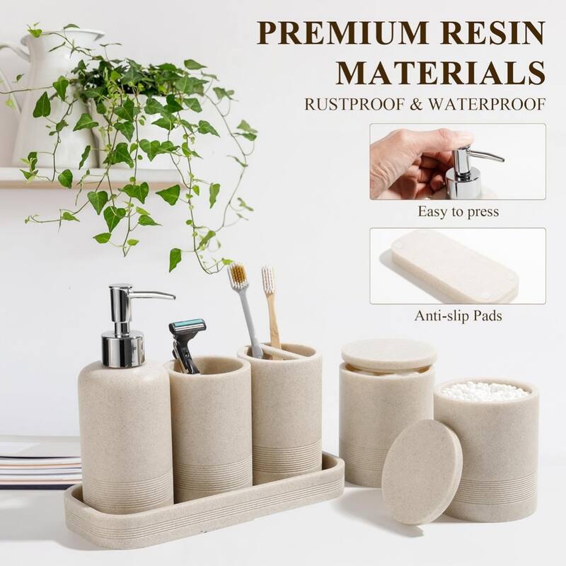 6-piece bathroom toothbrush set, glass cup, cotton swab jar, modern bathroom organizer