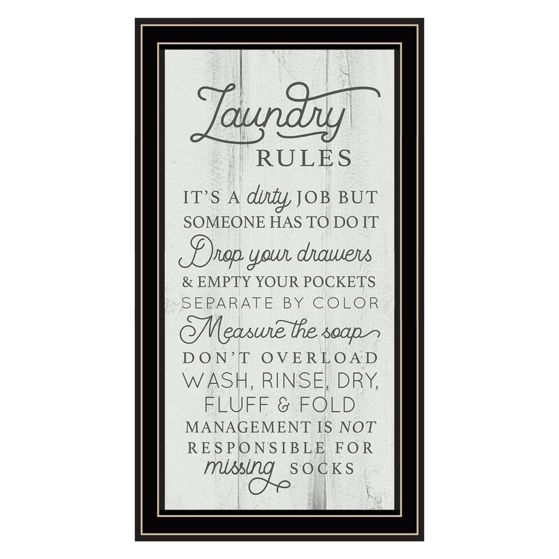 TrendyDecor4U Traditional "Laundry Rules" Framed Print Wall Art by Lux+ Me Designs - Blue, Green, White - Black