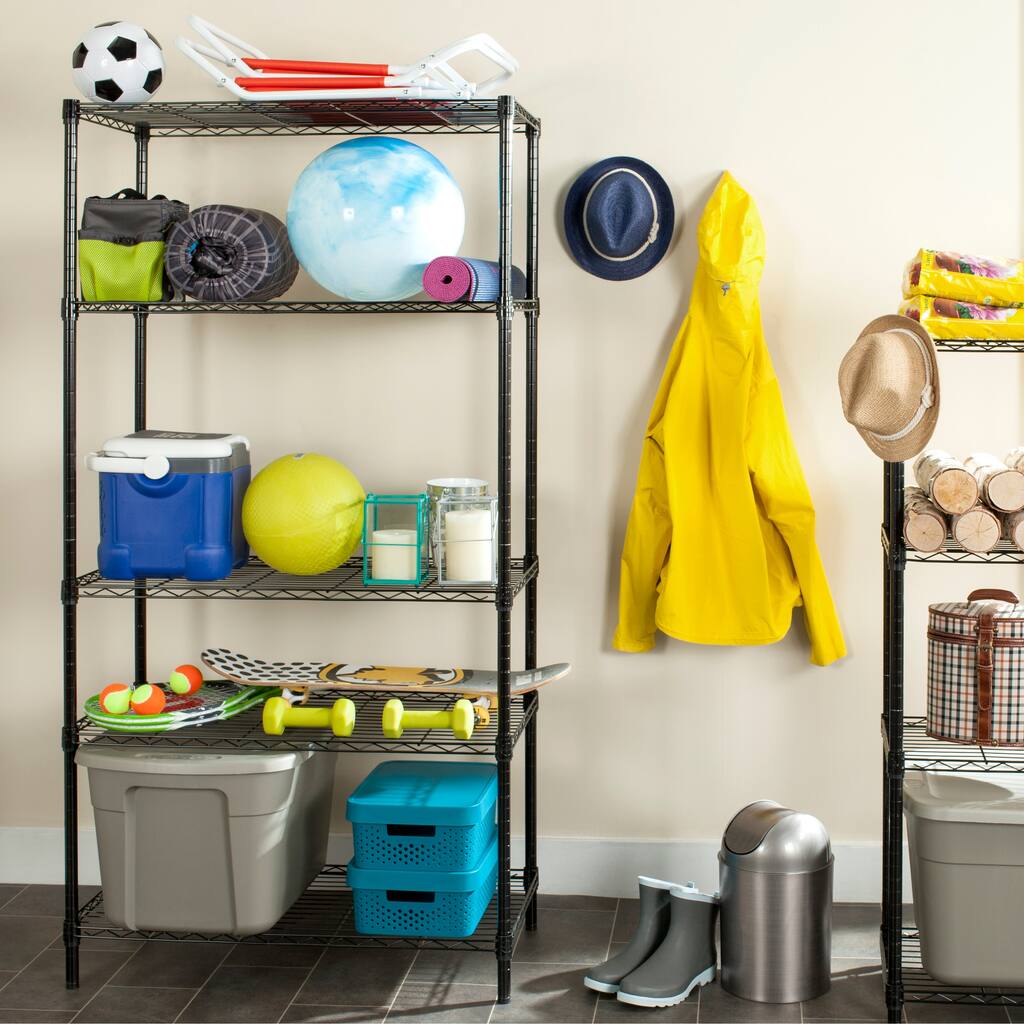 SAFAVIEH Storage Debi 5 Tier Heavy Duty Commercial Chrome Wire Shelf - 35.7" x 18" x 71" - 36Wx18Dx71H