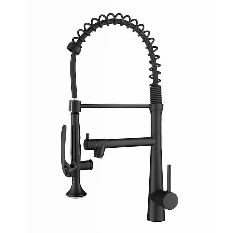 Heavy Duty Commercial Style Kitchen Sink Faucet, Single Handle Pre-Rinse Spring Sprayer Kitchen Faucets - Black