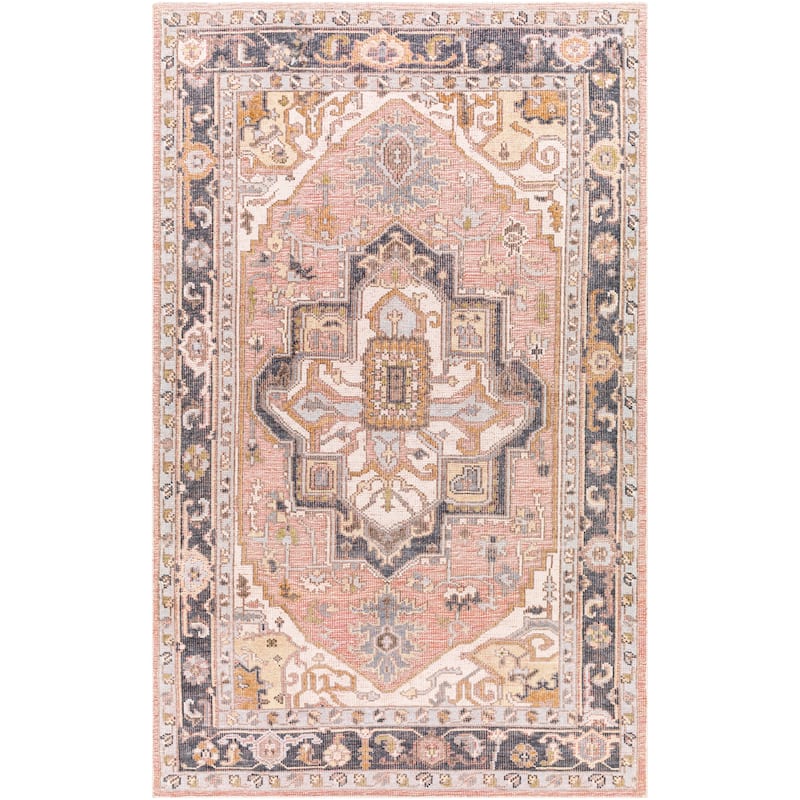 Falok Handmade Traditional Indoor/ Outdoor Area Rug - 6' x 9' - Pink/Blue
