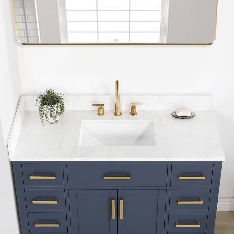 Altair Gavino Bath Vanity with Grain White Composite Stone Top, no Mirror