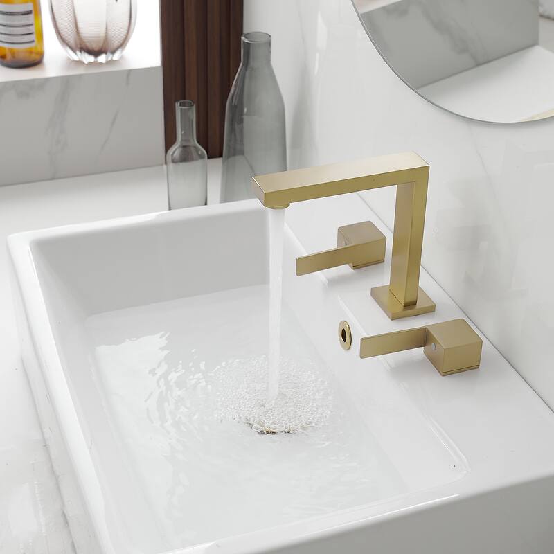 8 in. Widespread Bathroom Faucet Two Handle 3 Holes High-Arc Spout With Drain Assembly