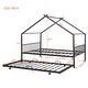 preview thumbnail 4 of 11, Full Size Metal House Bed with Twin Trundle & Slats, Kids Bed Frame with Headboard and Footboard, for Kids, Girls, Boys, Black