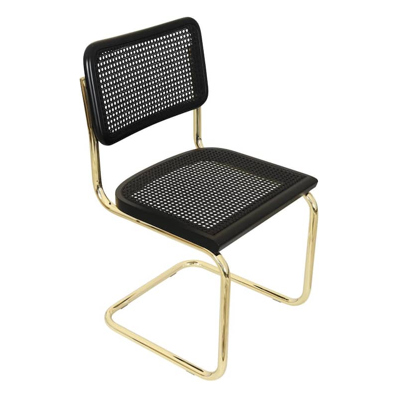 Breuer Chair Company Marcel Breuer Cesca Cane Cantilever Side Chair w/ Brass Steel Frame (Various Wood & Cane Colors)