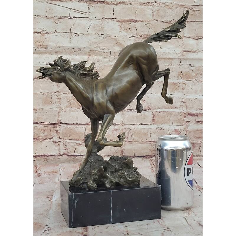 Original Milo Art Deco Wild Horse Bronze Sculpture Hot Cast Marble Base Figure