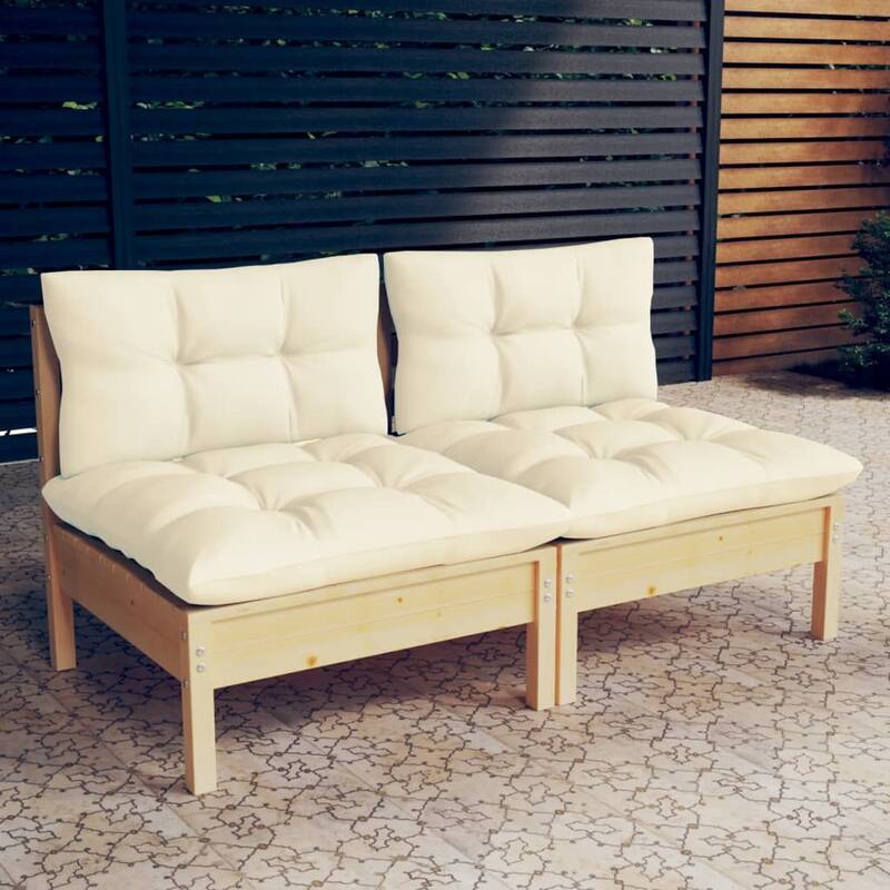 vidaXL Solid Wood Pine 2-Seater Patio Sofa with Cushions Seat Multi Colors - 25" x 25" x 24.6"