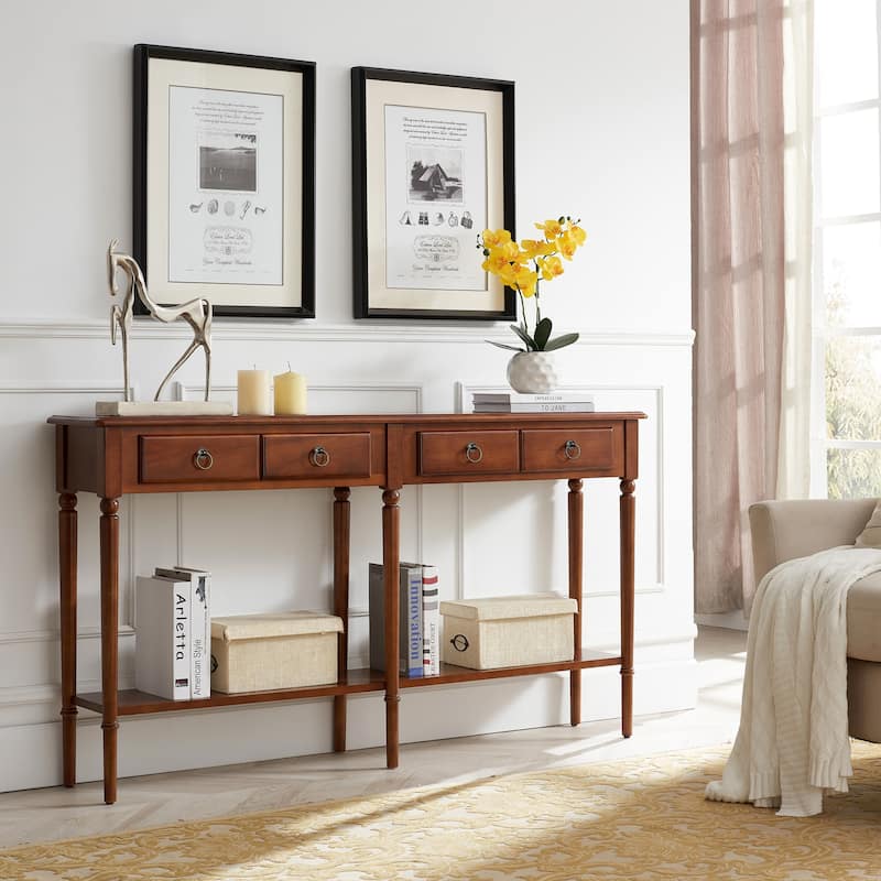 Leick Home Coastal One Drawer Narrow Hall Console Sofa Table - Brown