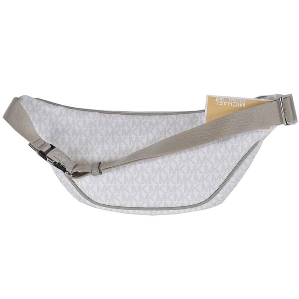 Shop Michael Kors White Medium Kenly Signature Waist Fanny Pack